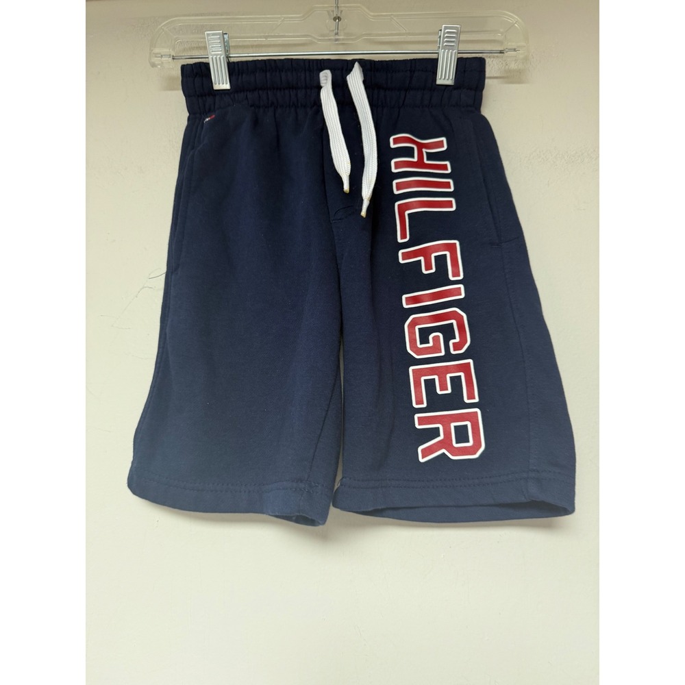 Tommy Hilfiger Sweat Shorts Boys S 8/10‎ Navy Blue Excellent Logo Drawstring
